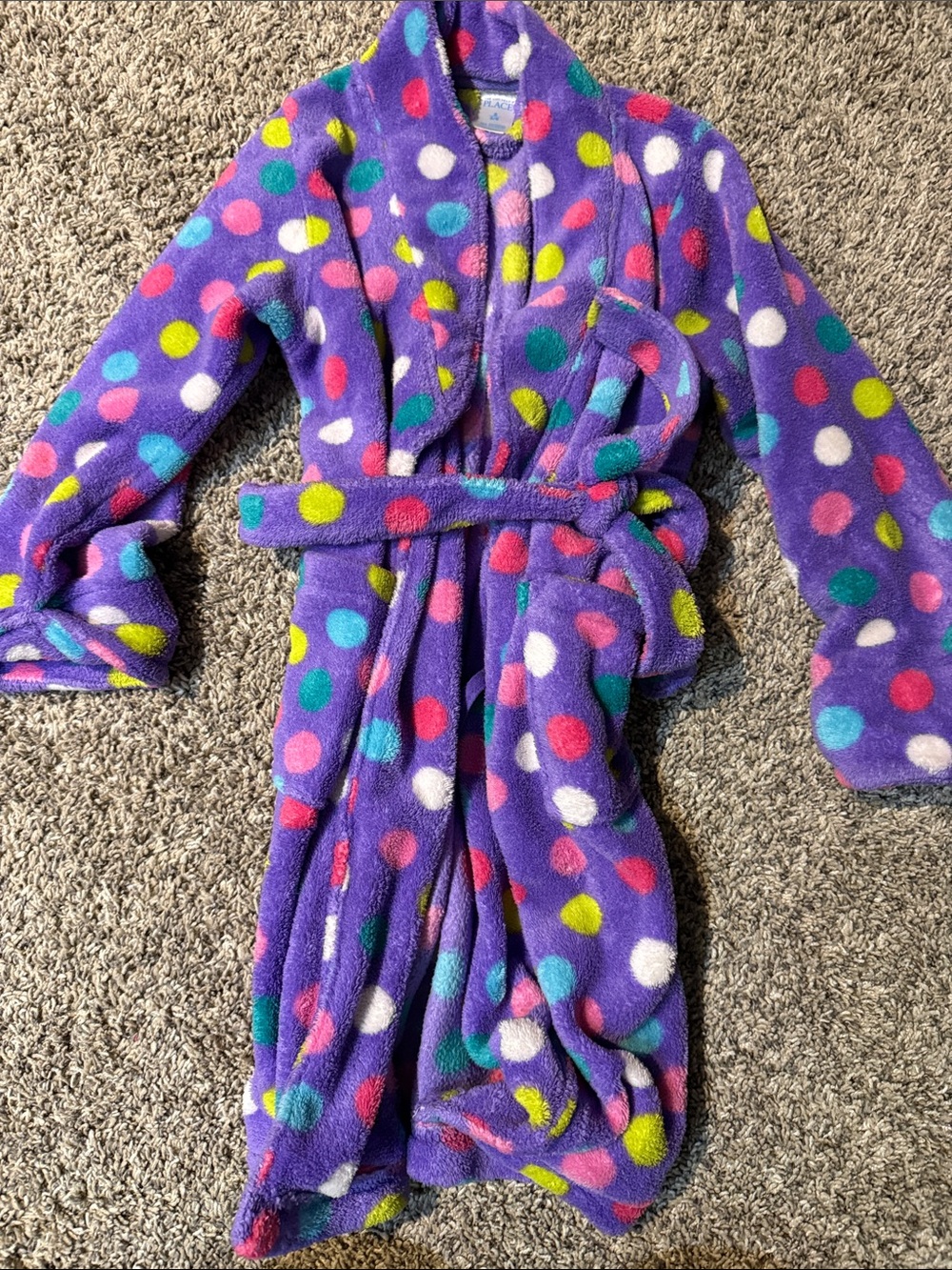 The Children's Place Purple Fleece Robe with Multicolor Polka Dots